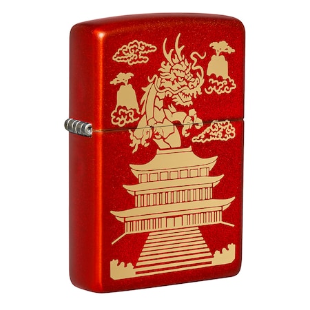Zippo 2023 Zippo Dragon With Chineese Pagoda Design, Metalic Red ZIP-49517
